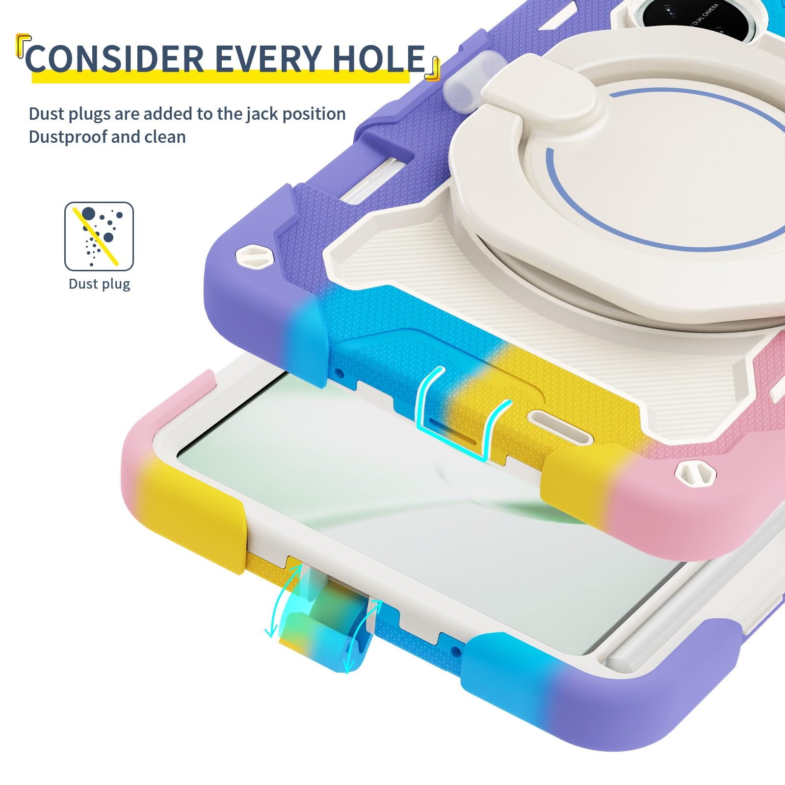Etui dziecięce do tabletu Huawei MatePad Mini 8, cala, wytrzymałe, odporne na wstrząsy etui z TPU podpórką Wytrzymałe ochronne paskiem ramię(Pembe)