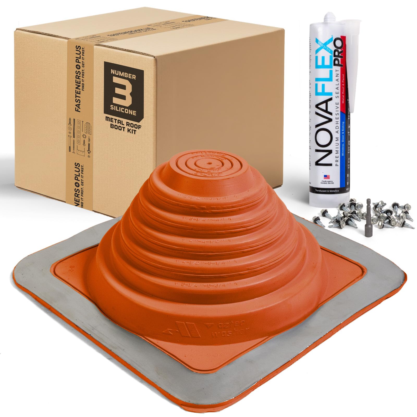 Fasteners Plus #3 Square Silicone Metal Roof Pipe Flashing Boot