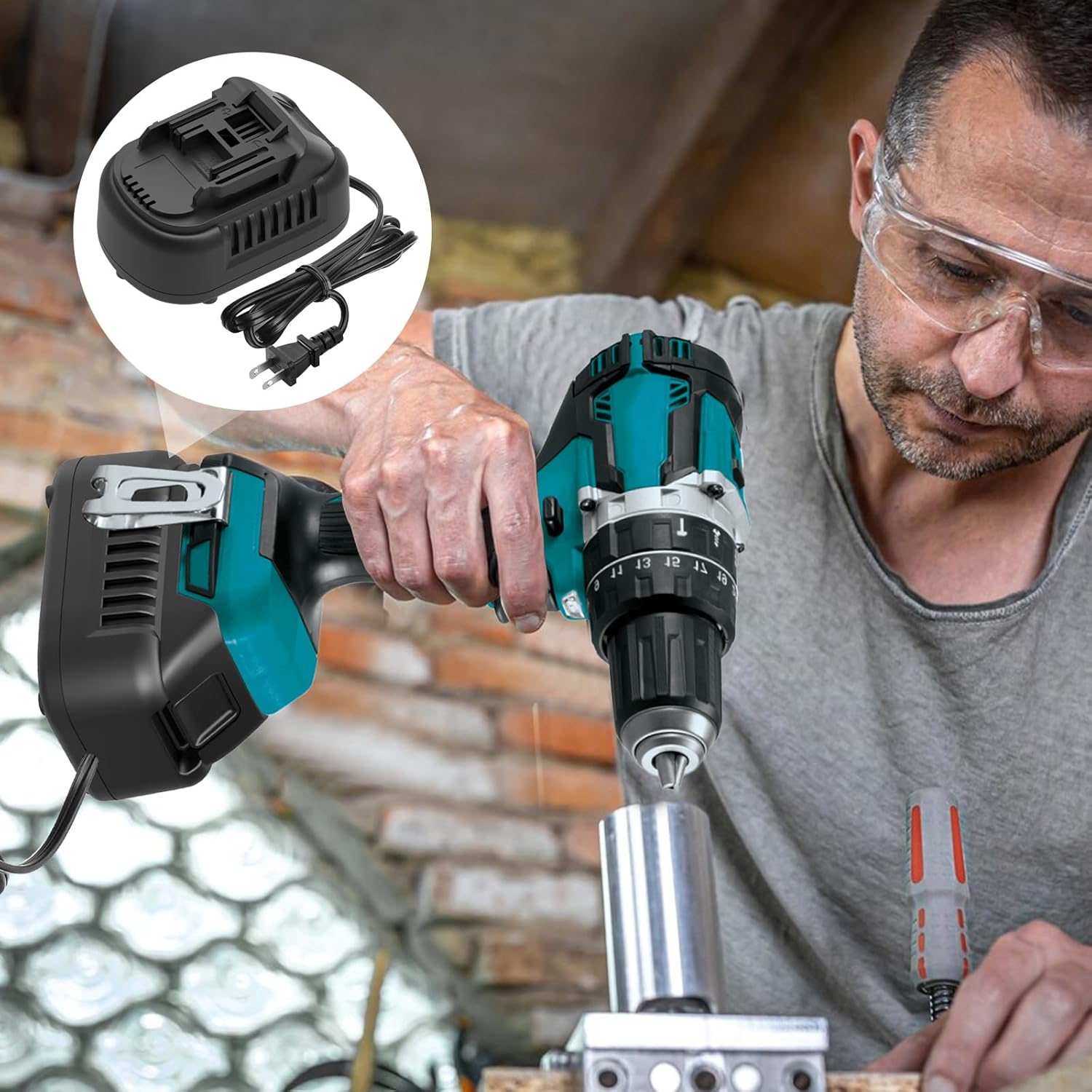 New AC Adapter Compatible with Makita 18V Tools, OGJUNX 110V Power Supply Adapter with 6 Ft Extension Cord Applicable to Makita Power Tools (No Battery)