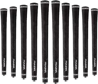 MAZEL Rubber Golf Grip Set of 10 - Midsize/Large Non-Slip Performance All-Weather Golf Club Grip for Driver,Chipper,Iron,Hybrid