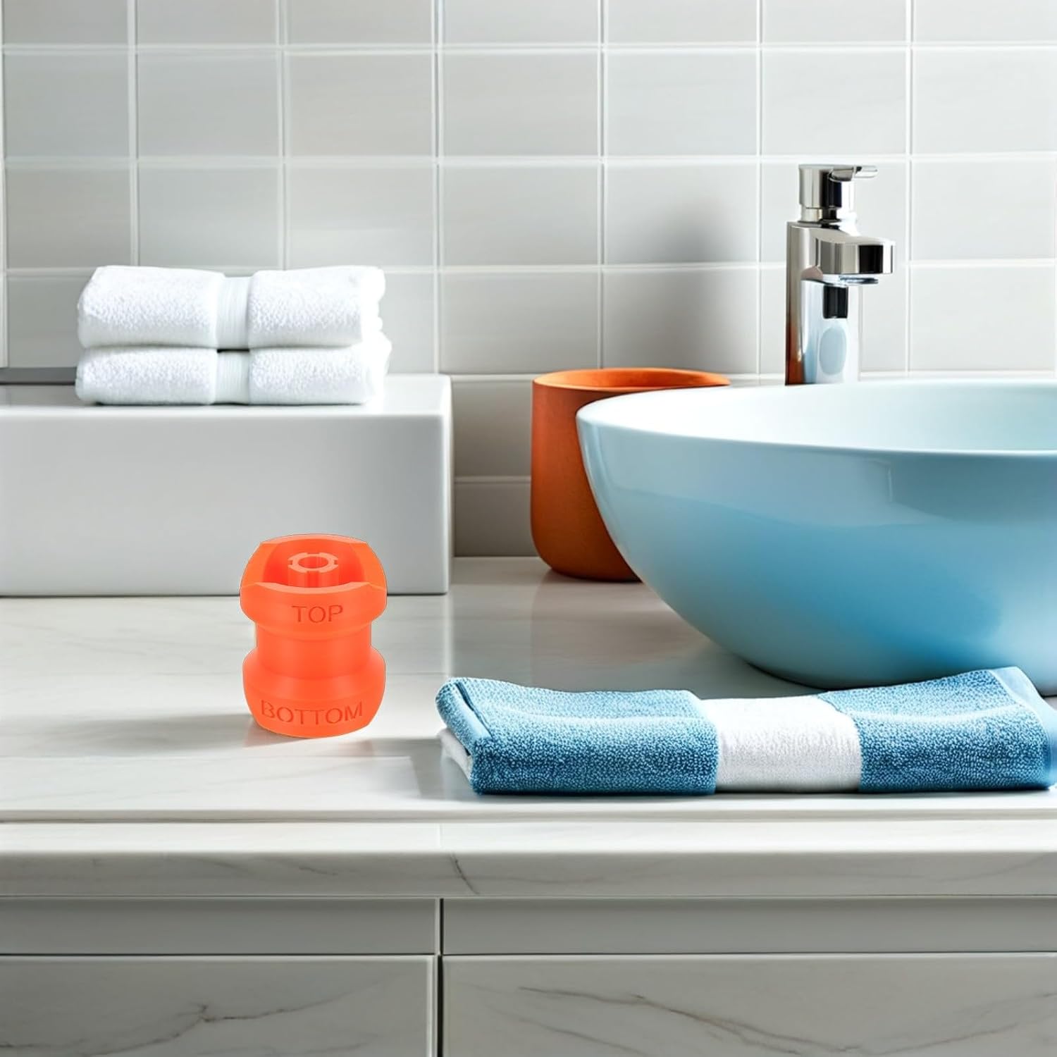 Leak Proof Liquid Transfer Connector for Lotion Bottles, Reusable Pump Bottle Refill Adapter, Orange Funnel Tool for Thick Liquids, Hair Care and Kitchen Condiments Use