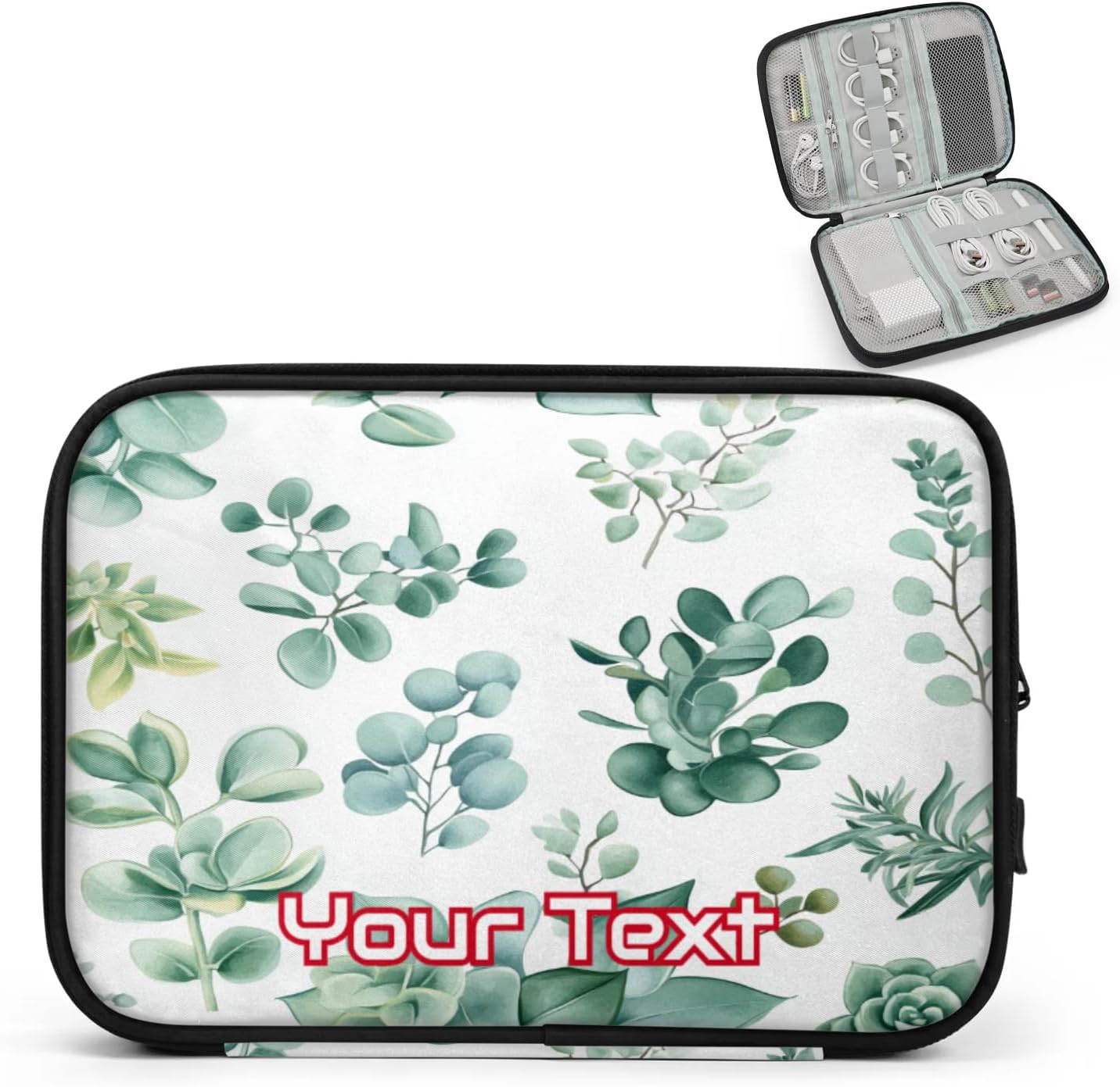 Custom Electronics Organizer Beautiful Succulant Plant Travel Cable Pouch Large Tech Accessories Case Waterproof Cord Storage Bag for Power Bank Charger Phone Earphone