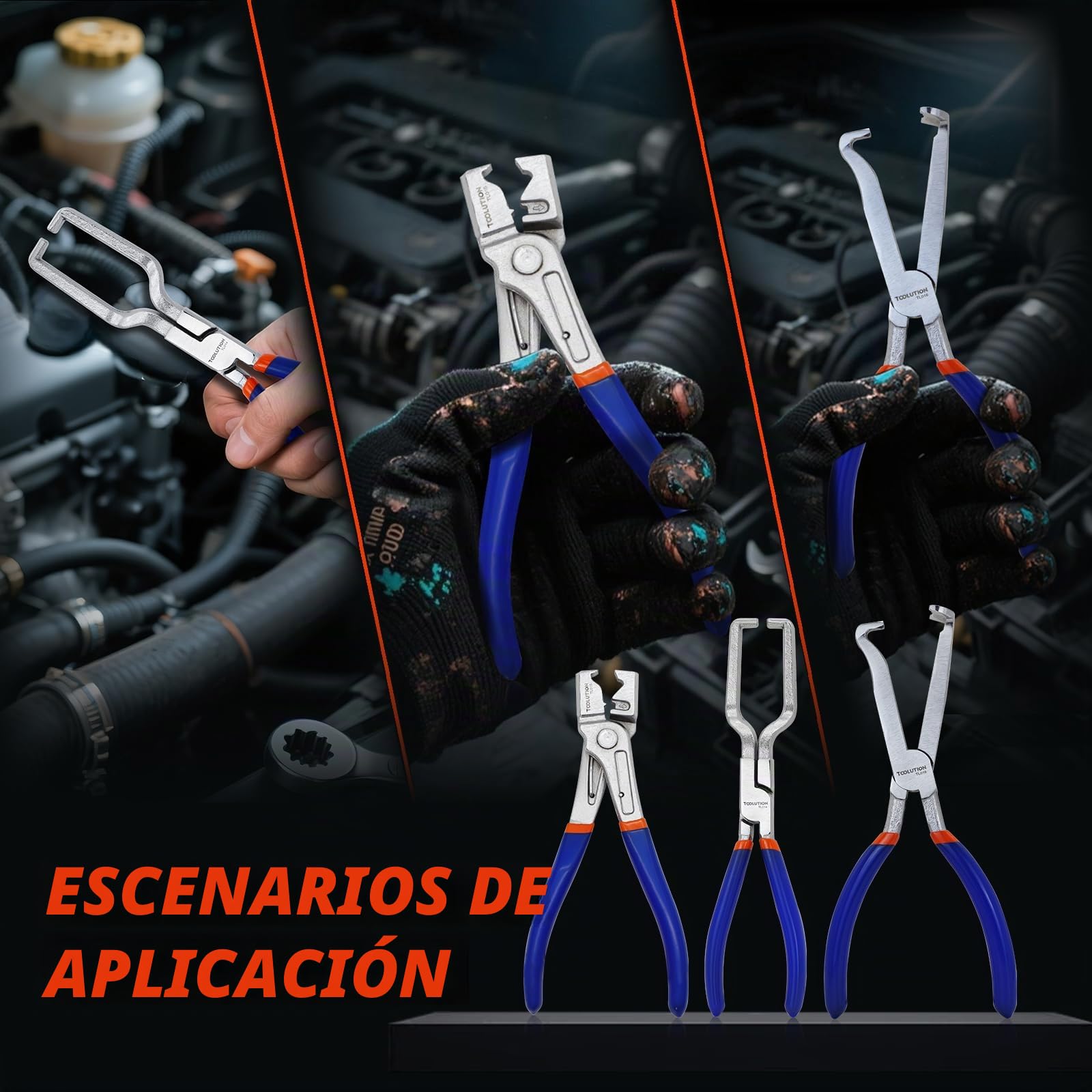 Juego de 3 Alicates Desconexión 9" y Línea de Combustible Coche | Alicate eléctrico 9", herramienta de línea de combustible y alicate para abrazaderas de manguera. Para reparación de coches.