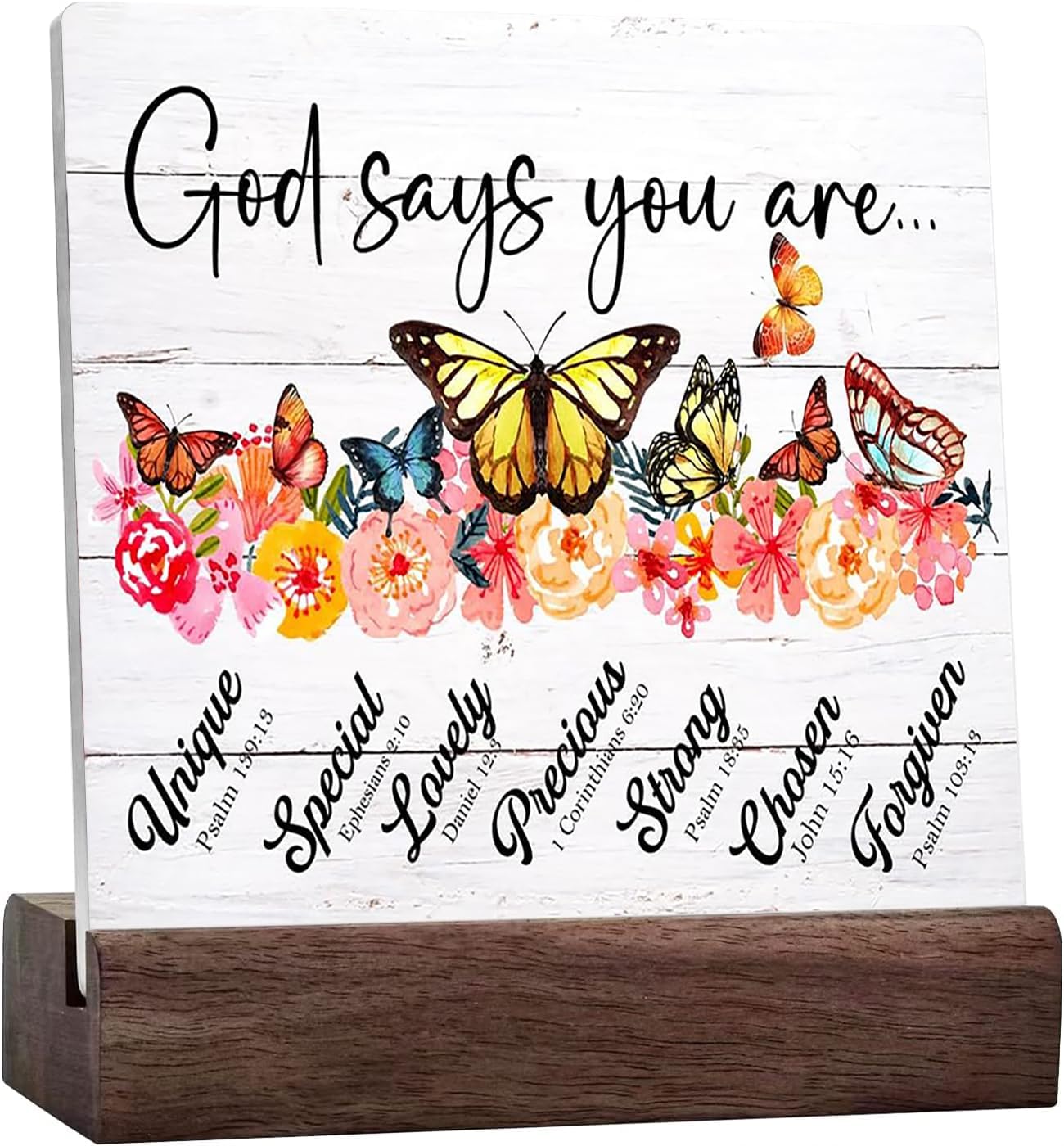 Amazon.com: Christian Floral Butterfly Scripture God Says You are ...