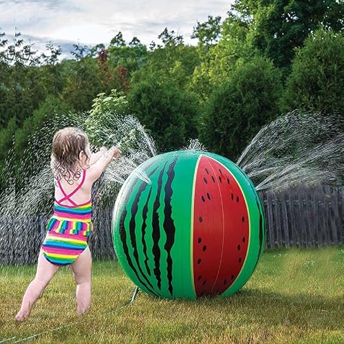 Inflatable Watermelon Sprinkler Melon Ball Toys For Toddlers 23'' Sprinkler Spray Water Ball Toy For Kids Adults Outdoor Fun In The Garden Backyard #TOP3