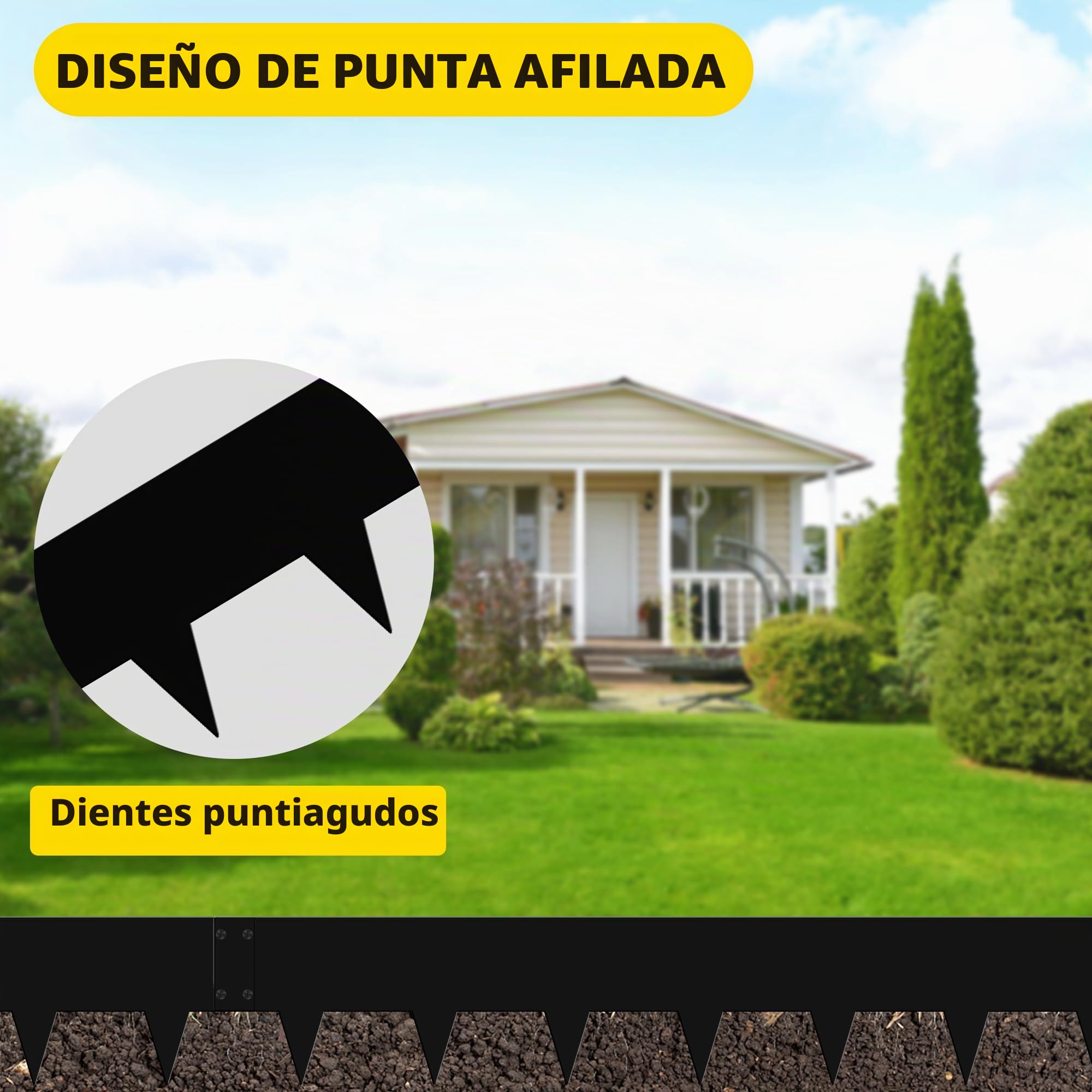 Borduras Jardín Flexible Metálica 5 m - Bordura Metálica de 18 cm de Altura - Borde para Césped 5 Piezas Valla Delimitadora de Bordes, Borde Limitador de Jardín Flexible para Jardines, Césped