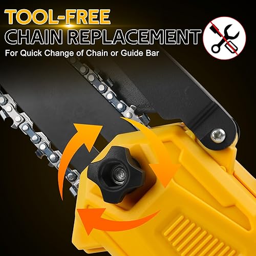 Miniatura 4 de Gpaentsn Mini motosierra inalámbrica de 6 pulgadas para Dewalt de 20 V, 6 pulgadas y 8 pulgadas, mini motosierra eléctrica 2 en 1 con motor sin