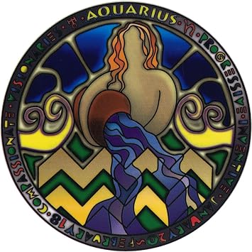 Aquarius - Astrological Sign Window Sticker / Decal 4.5" Circular