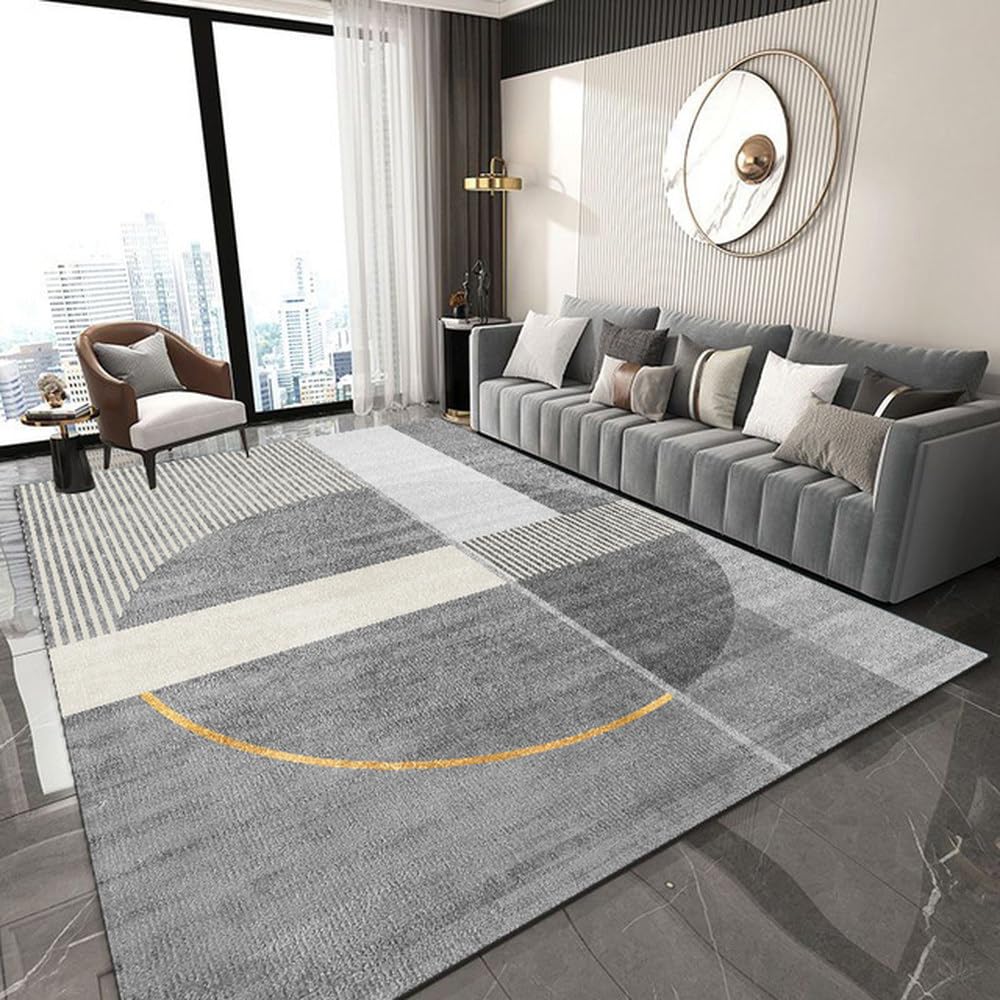 Tapis de décoration pour salon géométrique de 120 x 160 cm en flanelle douce