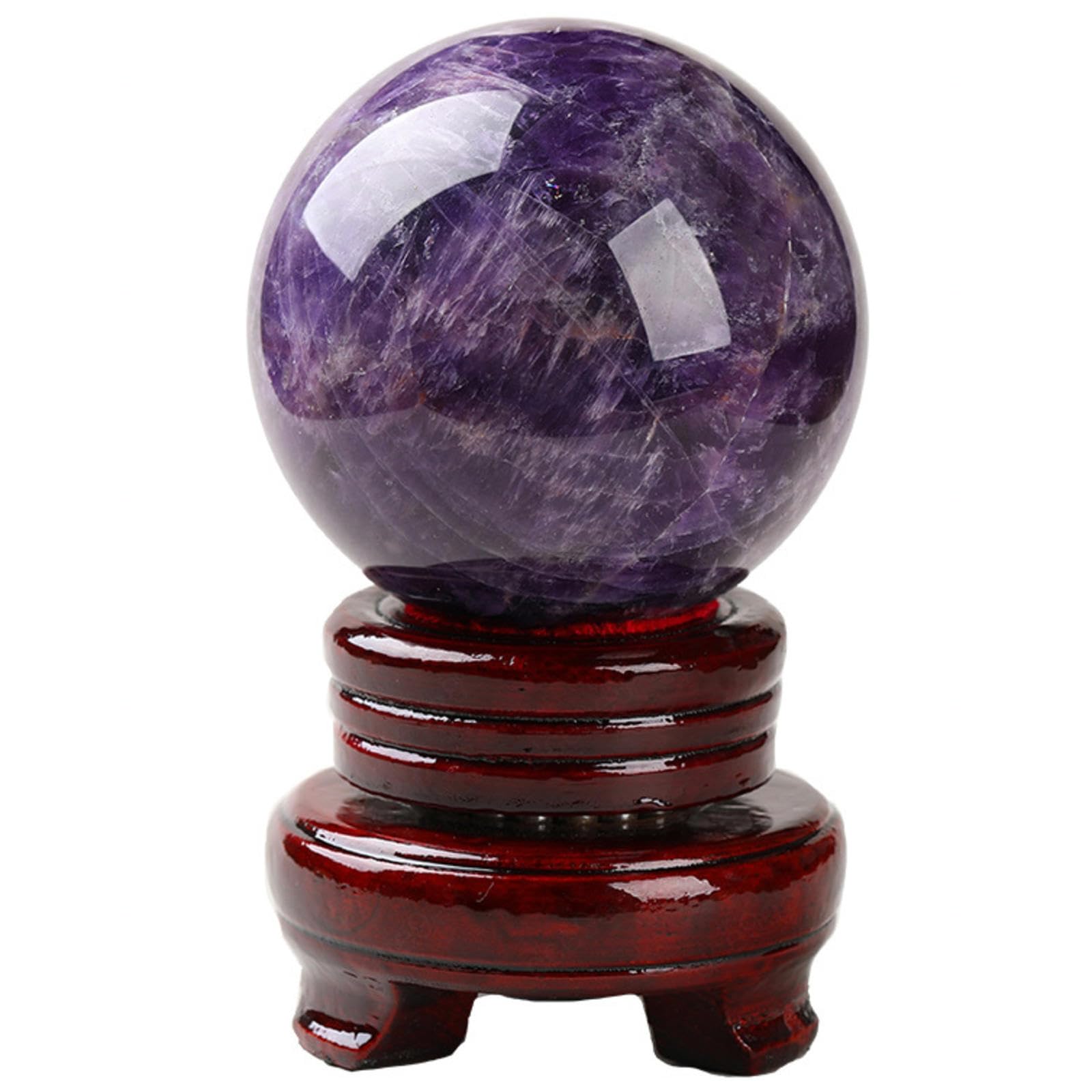 AARTERZZA Crystal Ball Orange Moonstone Polished Divination Decorative Sphere with Wood Stand Crystals Stone,9cm