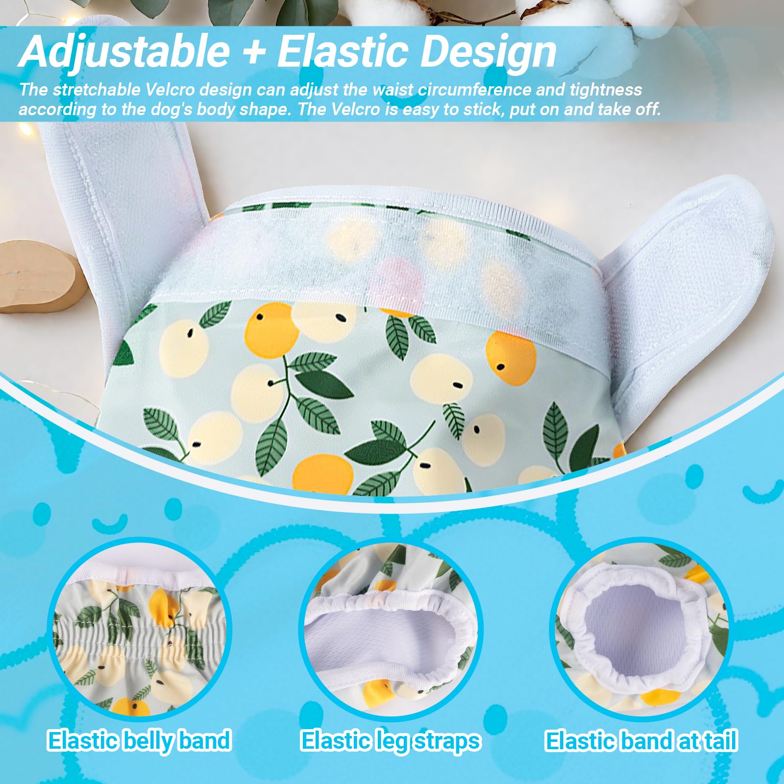 3PCS Dog Nappies Set, Puppy Sanitary Panties, Reusable Female Dog Period Pants, Adjustable Pet Diapers - Image 3