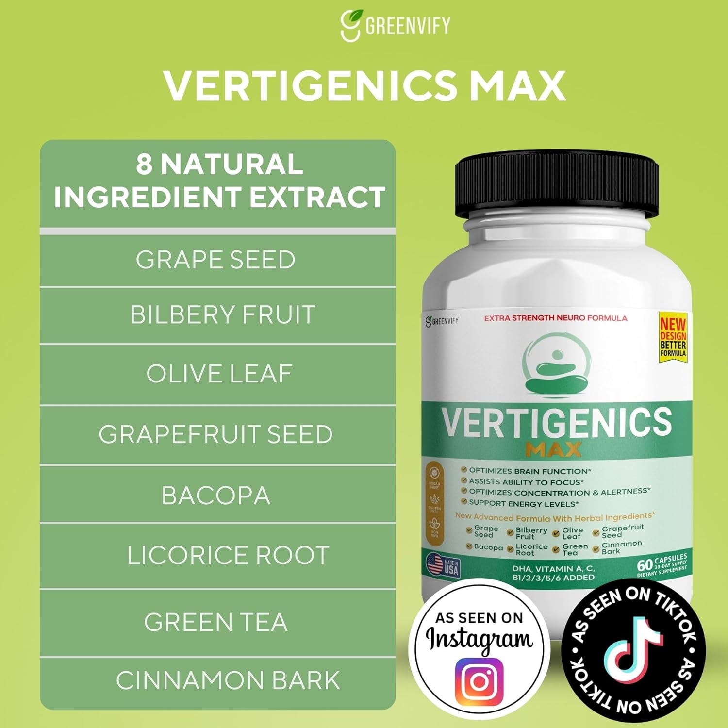 Max – Brain & Focus Support Supplement – Extra Strength Neuro Formula with Vitamins, Minerals & Herbal Blend – Supports Clarity, Alertness & Energy – 60 Capsules (1) - Image 3