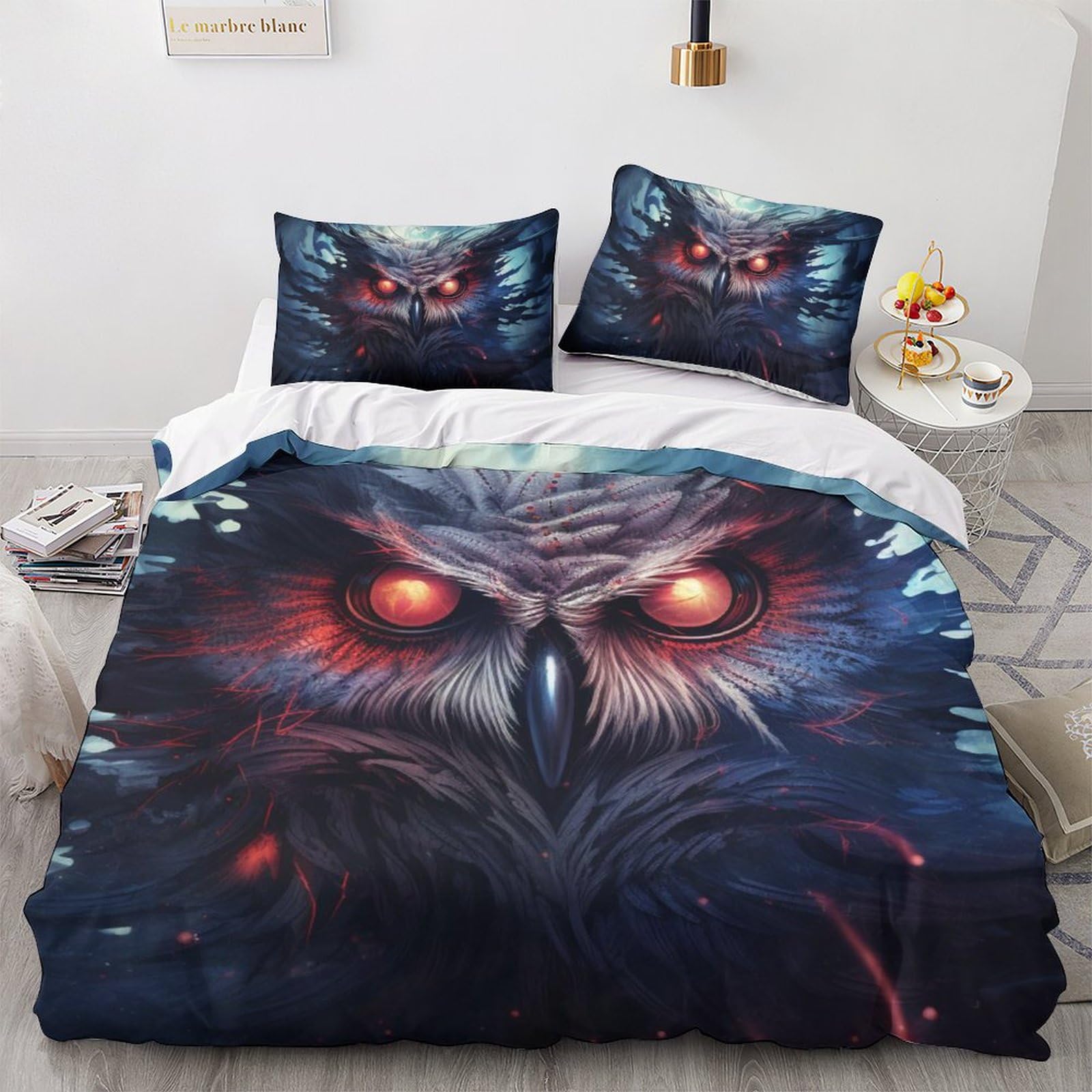 Housse de couette 220x240 cm microfibres avec fermeture éclair et taies 3D