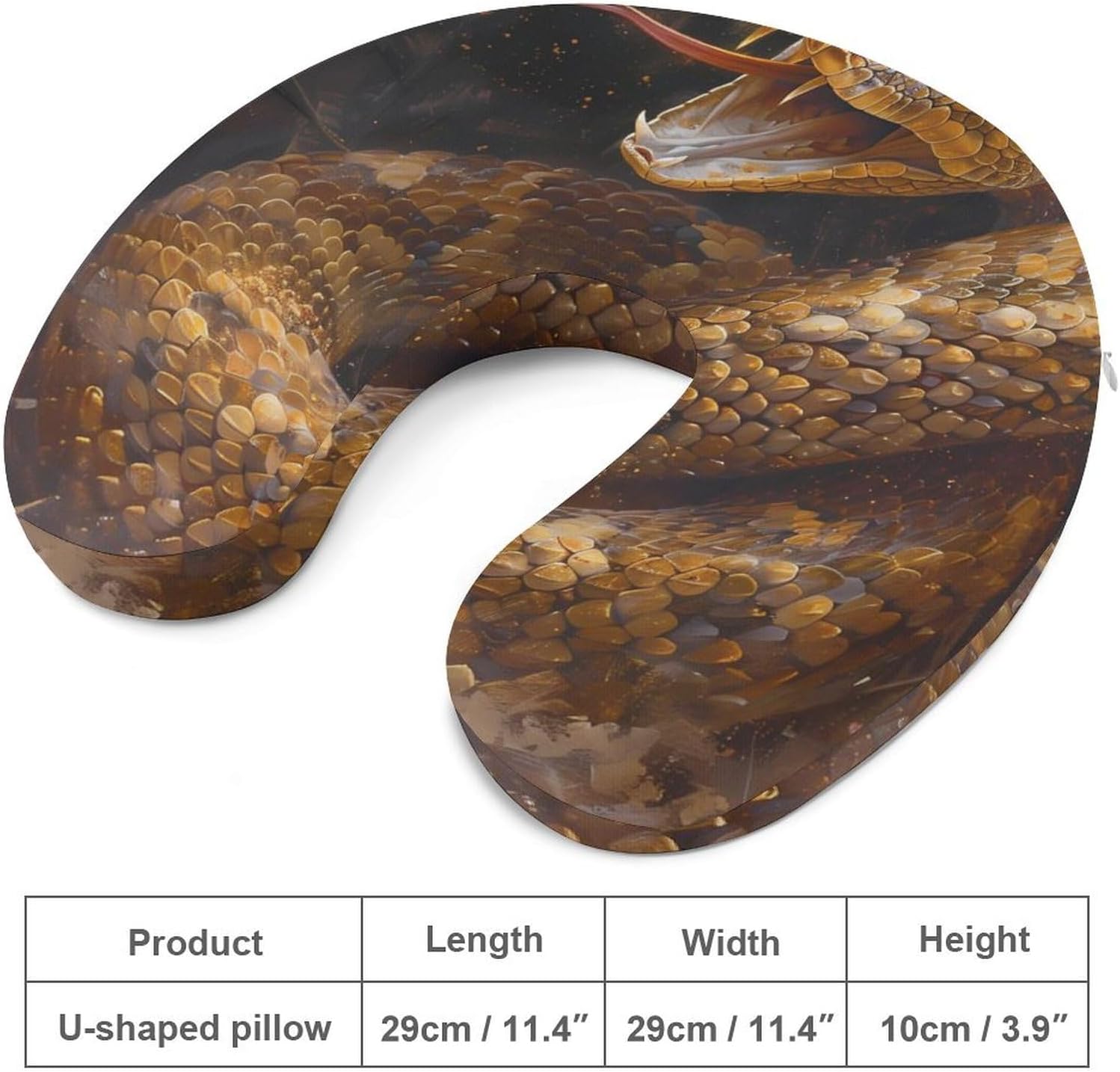 Rattlesnake Funny Travel Pillow U Shaped Memory Foam Neck Pillows Portable for Flight Car Home Office