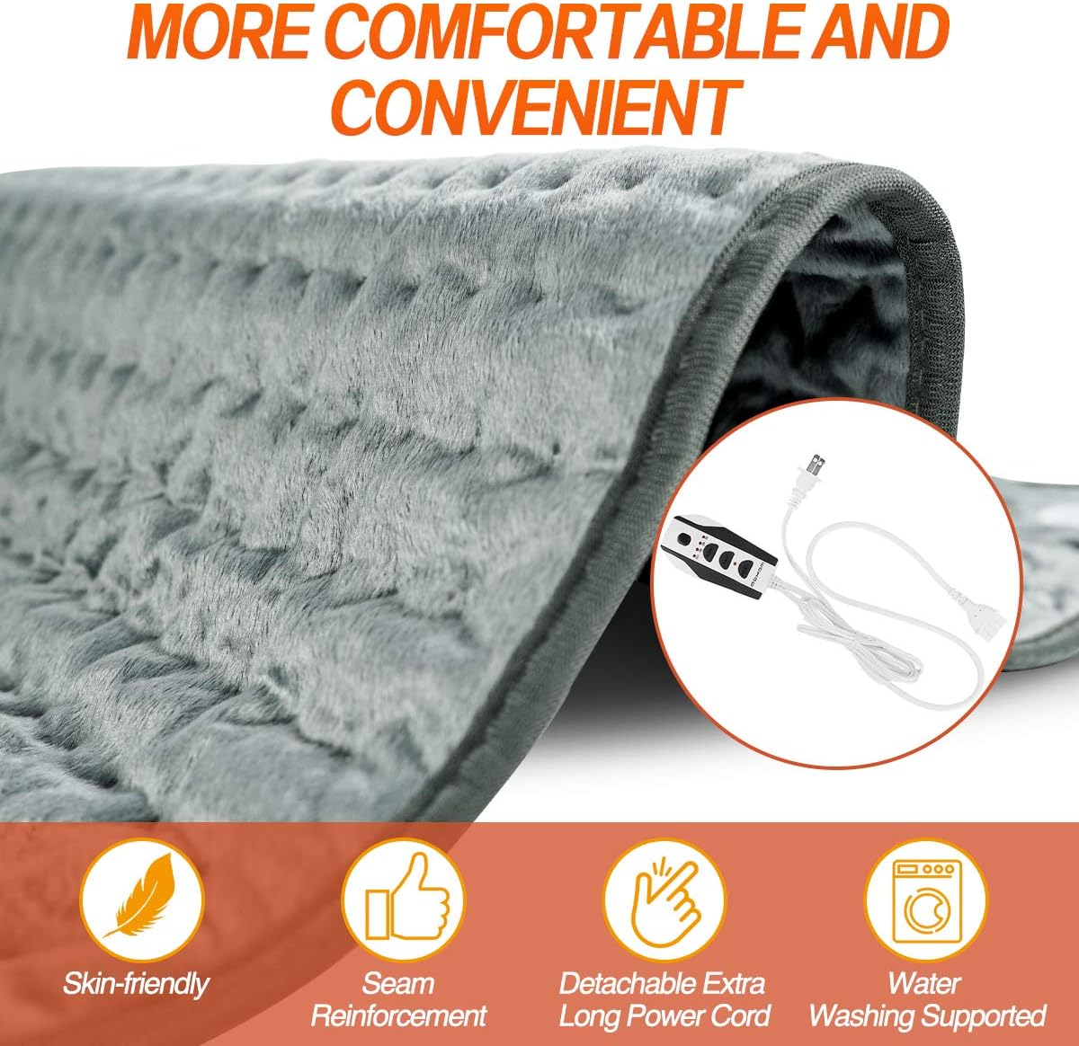 Flash Sale Buy 1 get 1 Extra Large Heating Pad 16x30 MOHOO Full Body Heat Pad with 6 Heat Settings,4 Timers, Soft Fleece for Back Pain Relief Neck Cramps XXL Gray