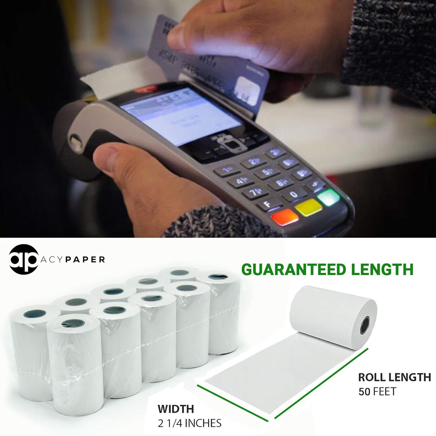 ACYPAPER, 2 1/4" x 50' Thermal Paper, Verifone Vx520 Ingenico ICT220 ICT250 FD400 (10 Rolls) : Office Products