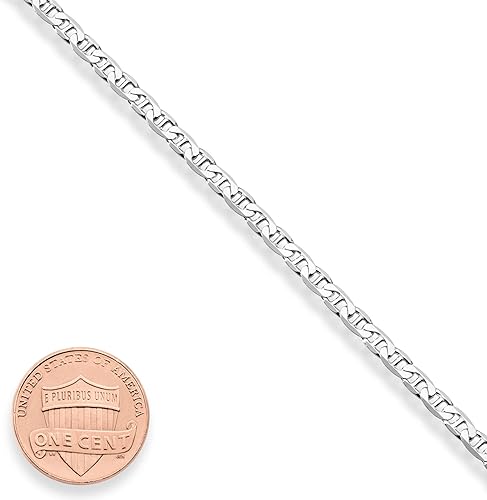 Miniatura 2 de Miabella Italian Solid 925 Sterling Silver, 18Kt Gold Plated 3mm, 4mm Solid Mariner Link Chain Bracelet for Men Women, Made in Italy
