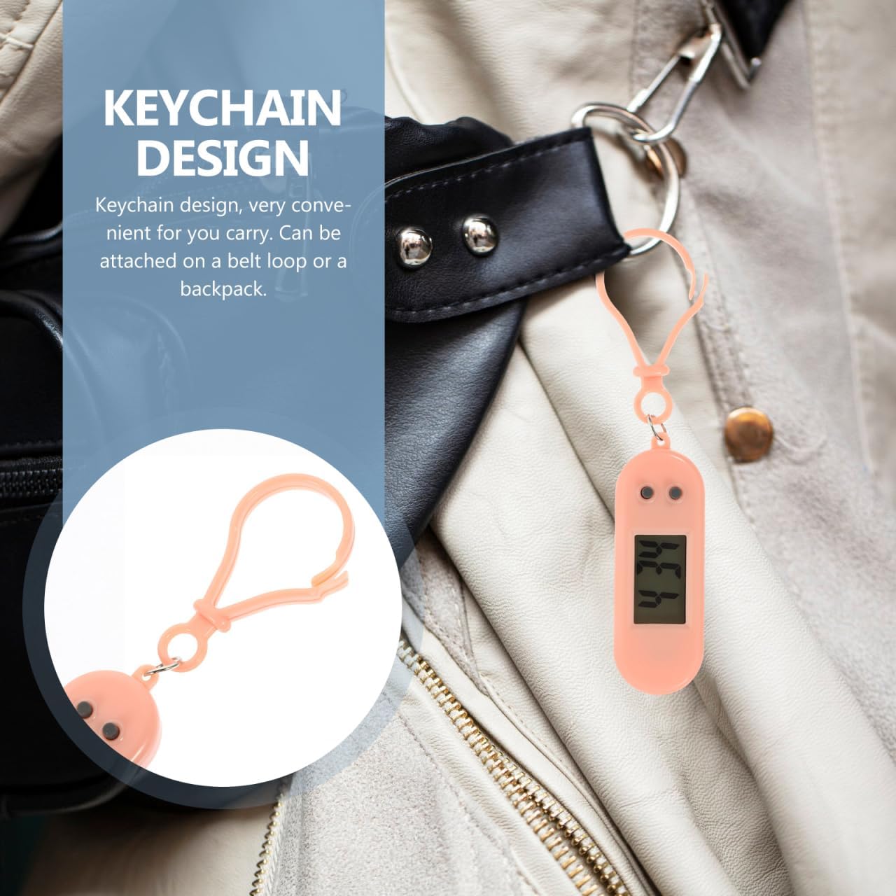 Hemobllo 4pcs Digital Pocket Watch Keychain for Students - Mini Portable Backpack Clock with Lanyard - Kids Silent Exam Timer & Keychain Watch for School