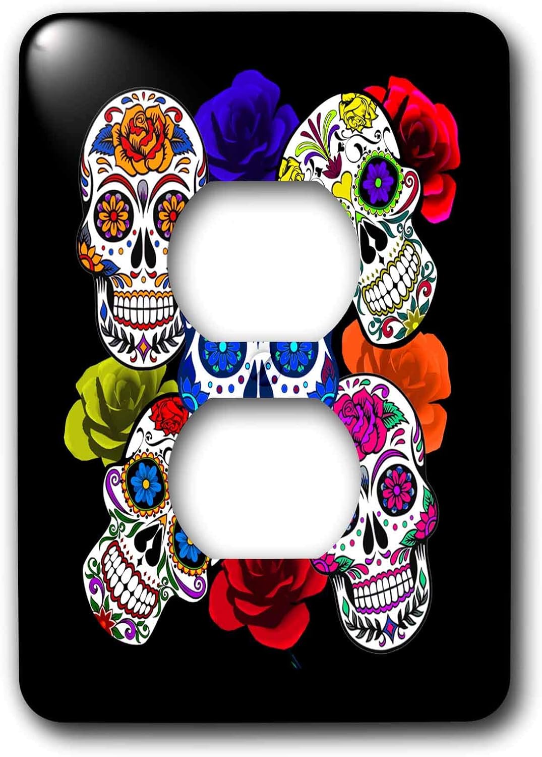 3dRose Sugar Skulls and Roses Mardi Gras, Halloween, 3drsmm 2 plug outlet cover