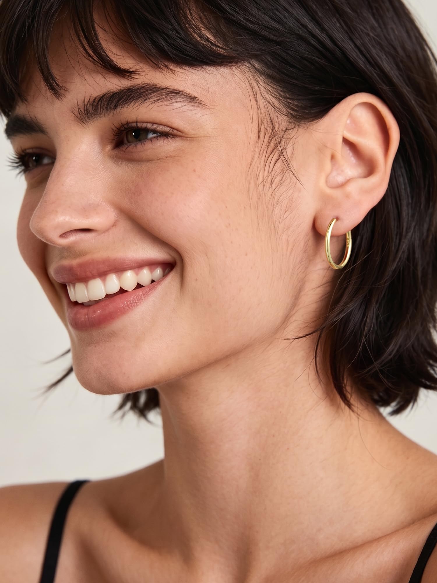 ChicSilver 8-20mm Orecchini a Cerchio Donna Argento 925 Nero Oro Rosa | argento 925 delicato sulla pelle e anallergico; design semplice e classico, brillante, elegante,intramontabile e versatile