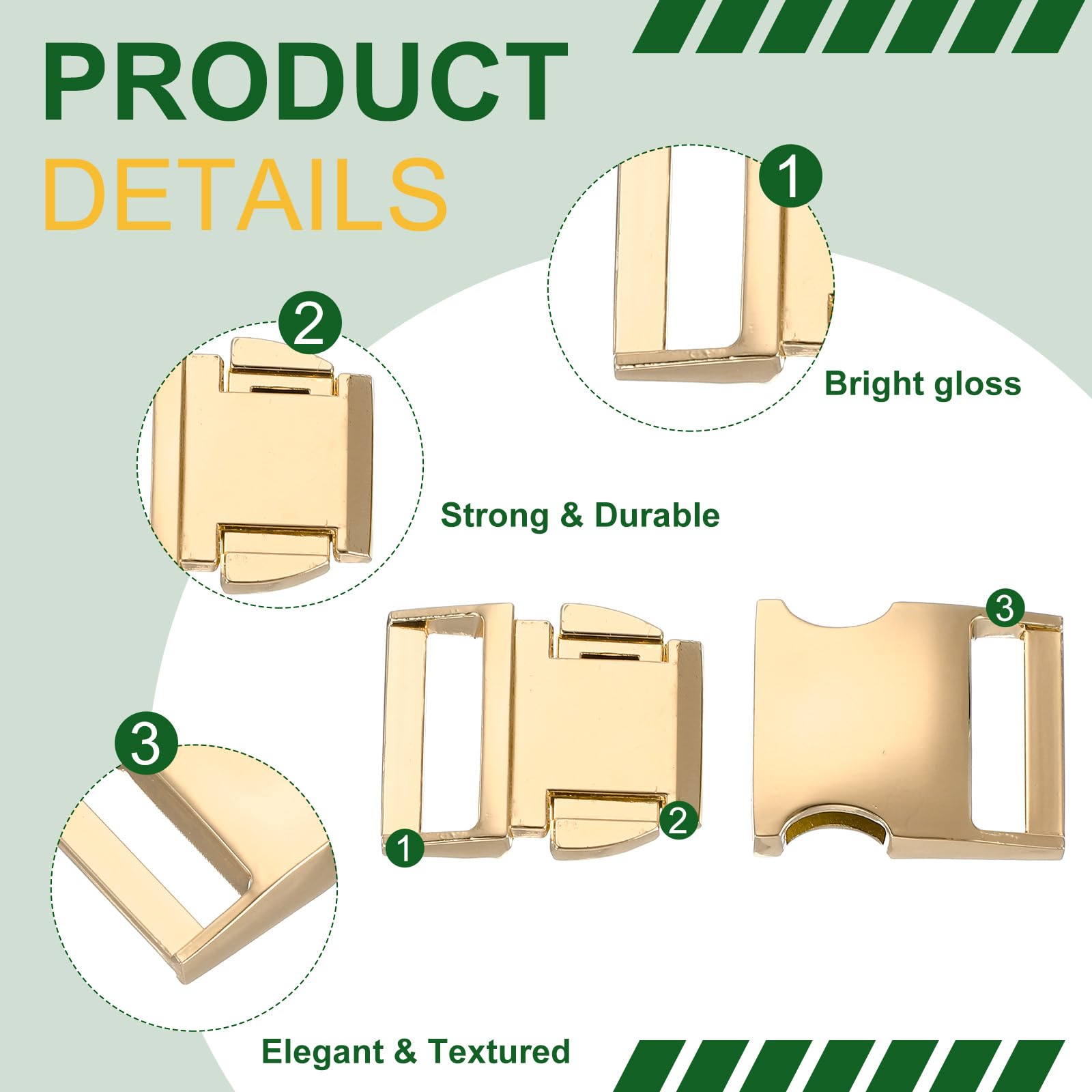 PATIKIL Metal Buckle, 4 Pack Quick Side Release Clips for Luggage Belt Strap Backpack Webbing(0.6" x 1.3", Gold) - Image 4