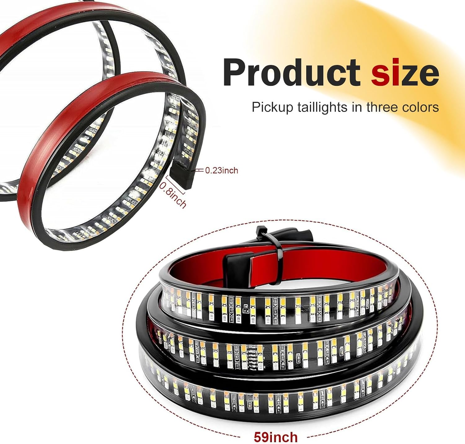 Tailgate Light Bar, 60" 3 Color Flow Effect LED Tail Strip, IP65 Waterproof Brake & Running & Reverse Light Bar, Plug and Play Assembly for Pickup Truck SUV Van (Multicolored) image 2