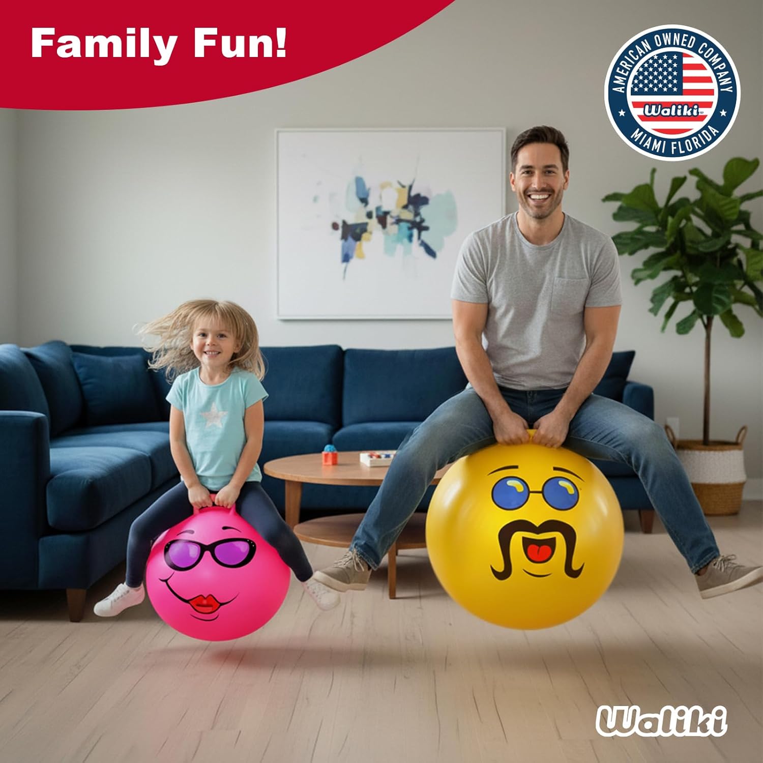 WALIKI Adult Hopper Ball | Like A BOSS Edition | Giant Bouncy Jumping Ball | Hippity Hop Ride-On Toy | Yellow