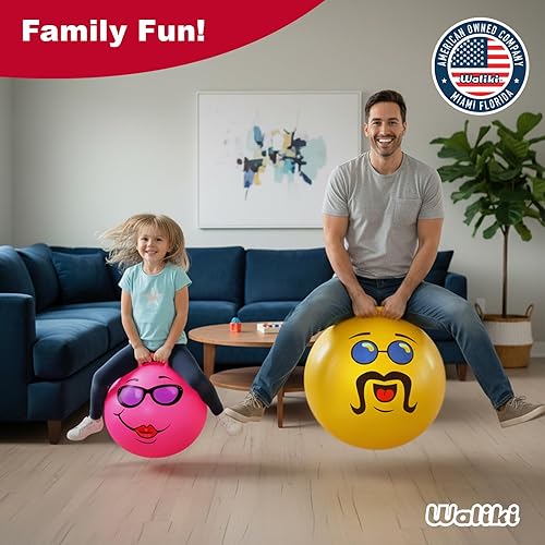 Miniatura 5 de Pelota Waliki Toys para rebote tamaño adultos (pelota Hippity Hop para saltar con mango, bomba amarilla Incluida), como un jefe