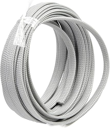 Vista 28 de Bettomshin 1 funda de organización de cables de 32.8 pies (32.8 ft) de ancho, protector de cable gris PET de 3/8 pulgadas de ancho, tubo de telar