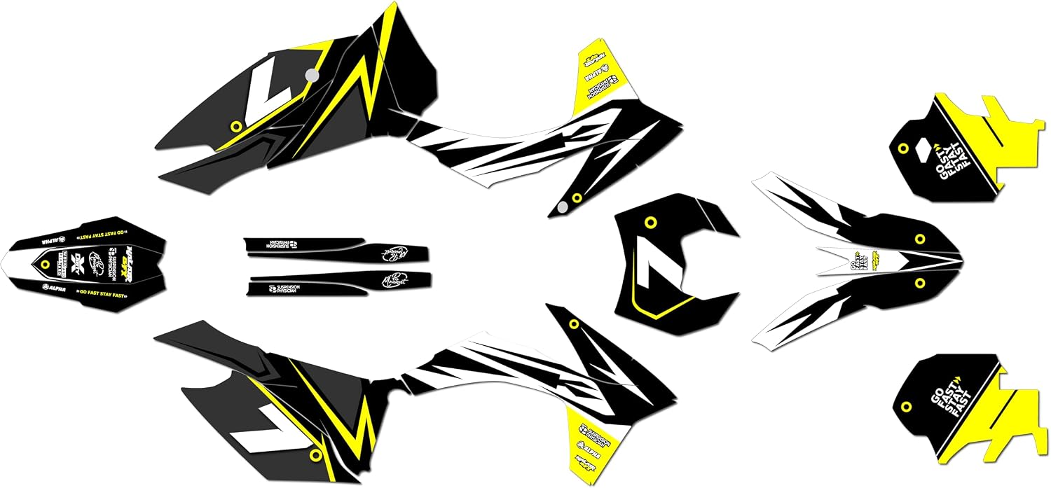 Graphics Kit for KTM 200XC-W, 250XC-W, 300XC-W, and 450XC-W (2013) Bolt Series Yellow 16 Mil - Dirt Pit Bike Motorcycle Stickers, Dirtbike Racing Decal no-Plastics