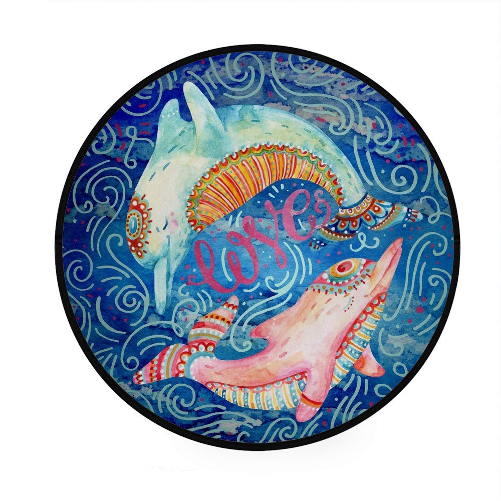 Tapis de cuisine rond dauphins pour une maison propre avec animaux