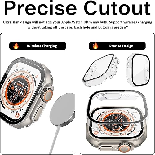 Miniatura 6 de Miimall Funda compatible con Apple Watch Ultra de 1.929in con protector de pantalla, antiarañazos, policarbonato duro y película de vidrio templado,