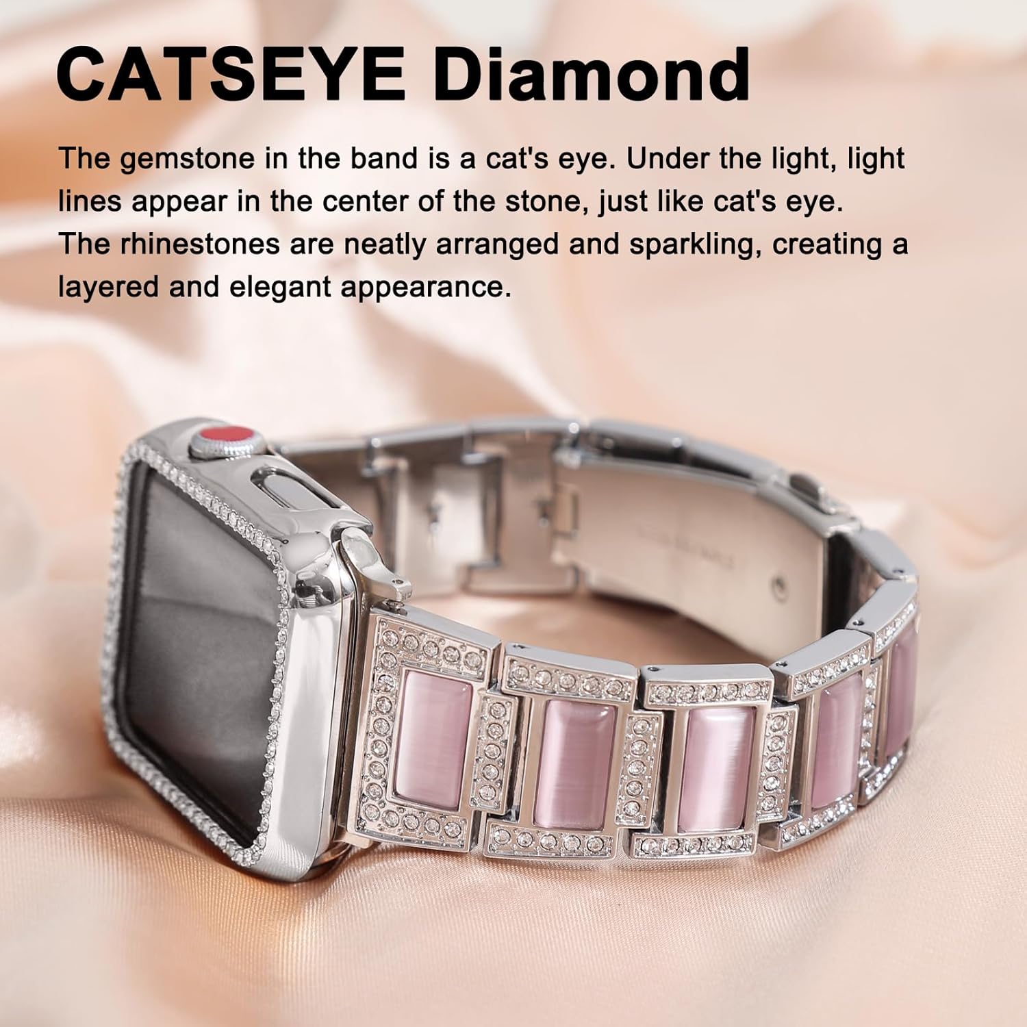 HANDODO Bling Jewelry Diamond Stainless Steel Band Women for Apple Watch Series 10 9 8 7 6 5 4 3 2 1 SE SE2 Ultra 2, 38mm 40mm 41mm 42mm 44mm 45mm 46mm 49mm Luxury Dressy Metal Strap for iWatch