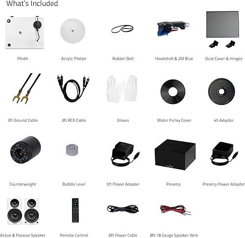 Miniatura 9 de Fluance Reference RT85 Tocadiscos de vinilo de alta fidelidad (blanco), Preamplificador de fono PA10, Ai41 Powered 5" Librero Altavoces (nogal