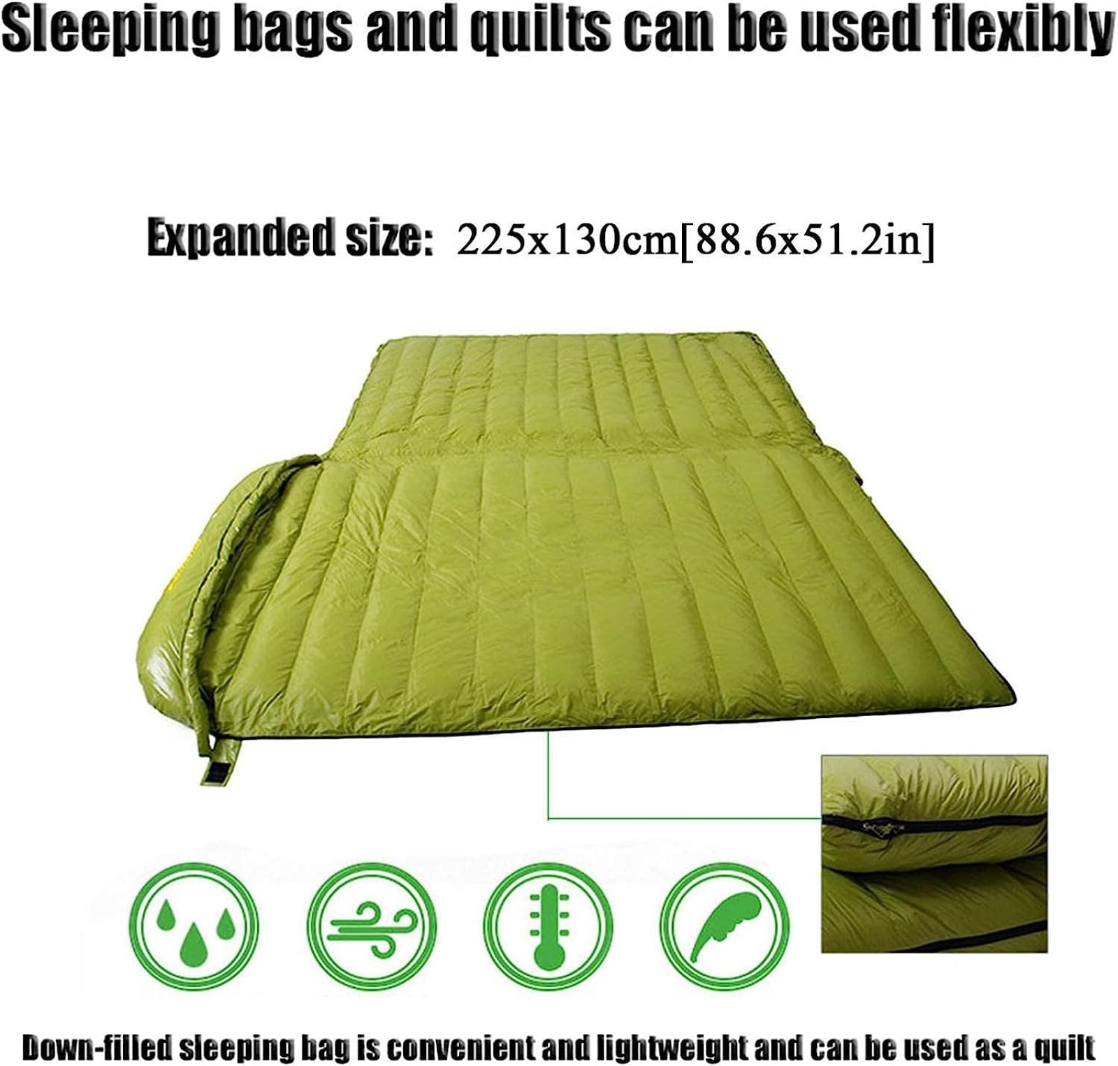 Śpiwór outdoorowy, śpiwór z puchu gęsiego dla dorosłych kemping, ultralekki podwójny śpiwór turystyczny na zimę, rozmiar: 225 * 130 cm 800 g