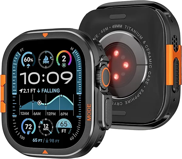 Rugged Metal Case Compatible with Apple Watch Ultra Case 49mm 46mm Series 10/11, Ultra 2 Ultra 3, Bumper Cover with Back Shell for iWatch Ultra 49mm, Black