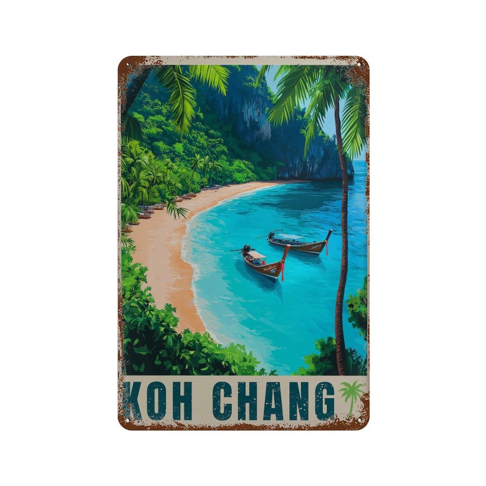 xiaoxiaoshen Koh Chang Thailand Tropical Island Travel Wall Decor Art Metal Tin Poster Modern Home Decor Art Home Bar Shop Decorations Vintage Sign 30x20cm