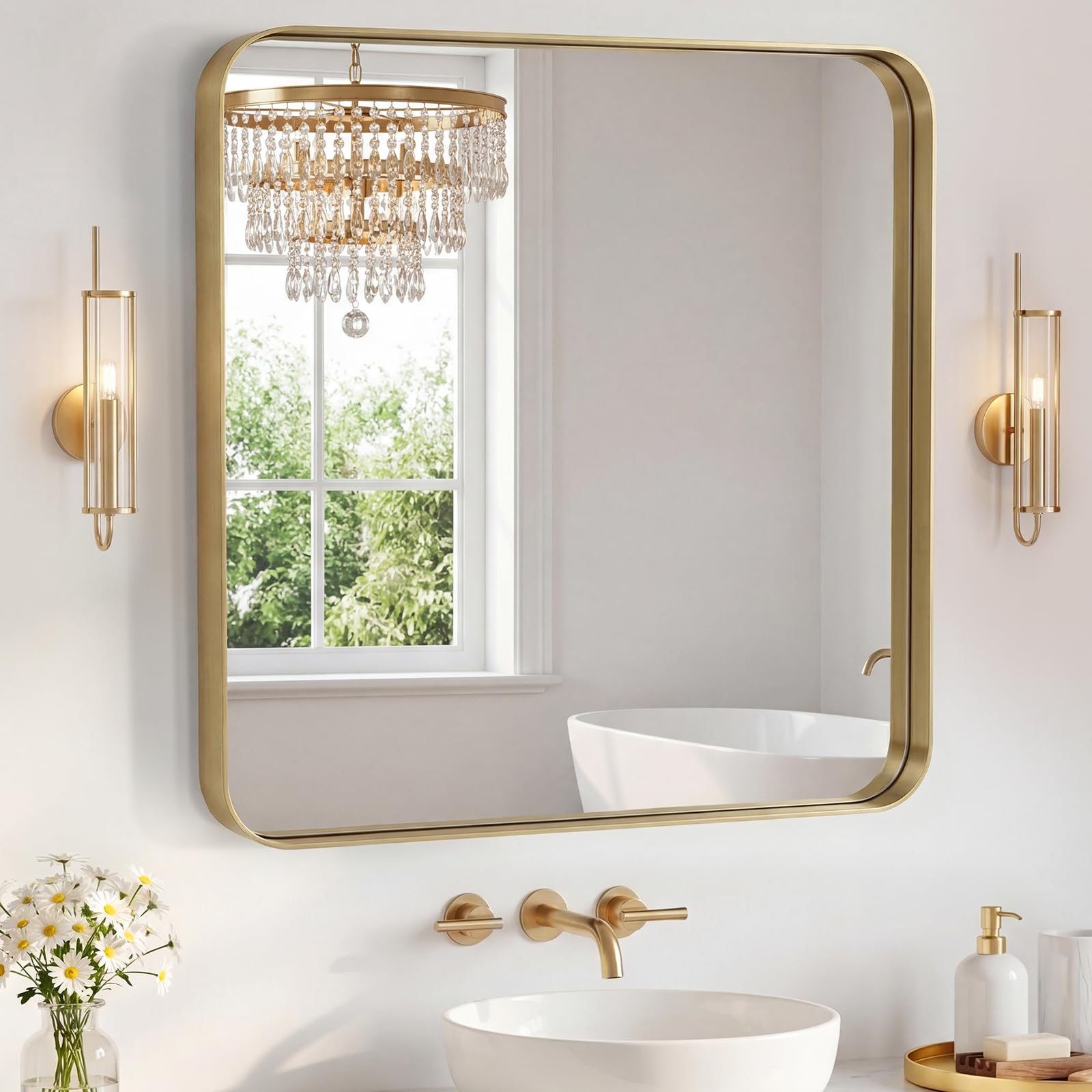 Sweetcrispy Bathroom Mirror 36x36 Inch, Vanity Mirror for Wall