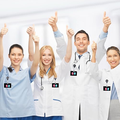 Miniatura 7 de Juego de 3 carretes retráctiles para tarjetas de identificación, soporte retráctil para tarjetas de identificación de rayos X para enfermeras,