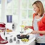 Upgraded Slicer/Shredder Attachments for All KitchenAid Stand Mixers, Food Slicers Cheese Grater Attachment, Salad Maker Accessory Vegetable Chopper with 4 Blades - Dishwasher Safe