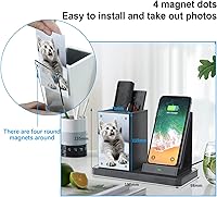 Vista 4 de KINGFOM Organizador de escritorio de piel sintética con soporte de cargador inalámbrico, carga inalámbrica rápida de 10 W para iPhone 11, 11 Pro, 11