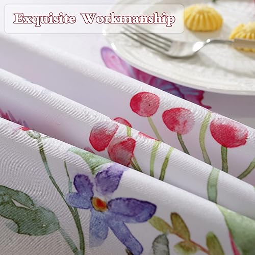 Miniatura 5 de SASTYBALE Mantel de verano floral para mesas rectangulares, resistente a las manchas, impreso con coloridas flores pastel, mantel de tela para
