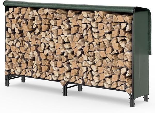 vounot® Serre bûche 2m avec housse de protection Range bûche acier grande capacité Rangement pour bûches Serre bois housse de protection intégrale inclus - 1