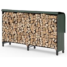 VOUNOT  Firewood Log Rack with Waterproof Cover, Metal Log Store Outdoor, 200 x 115 x 40 cm, Green