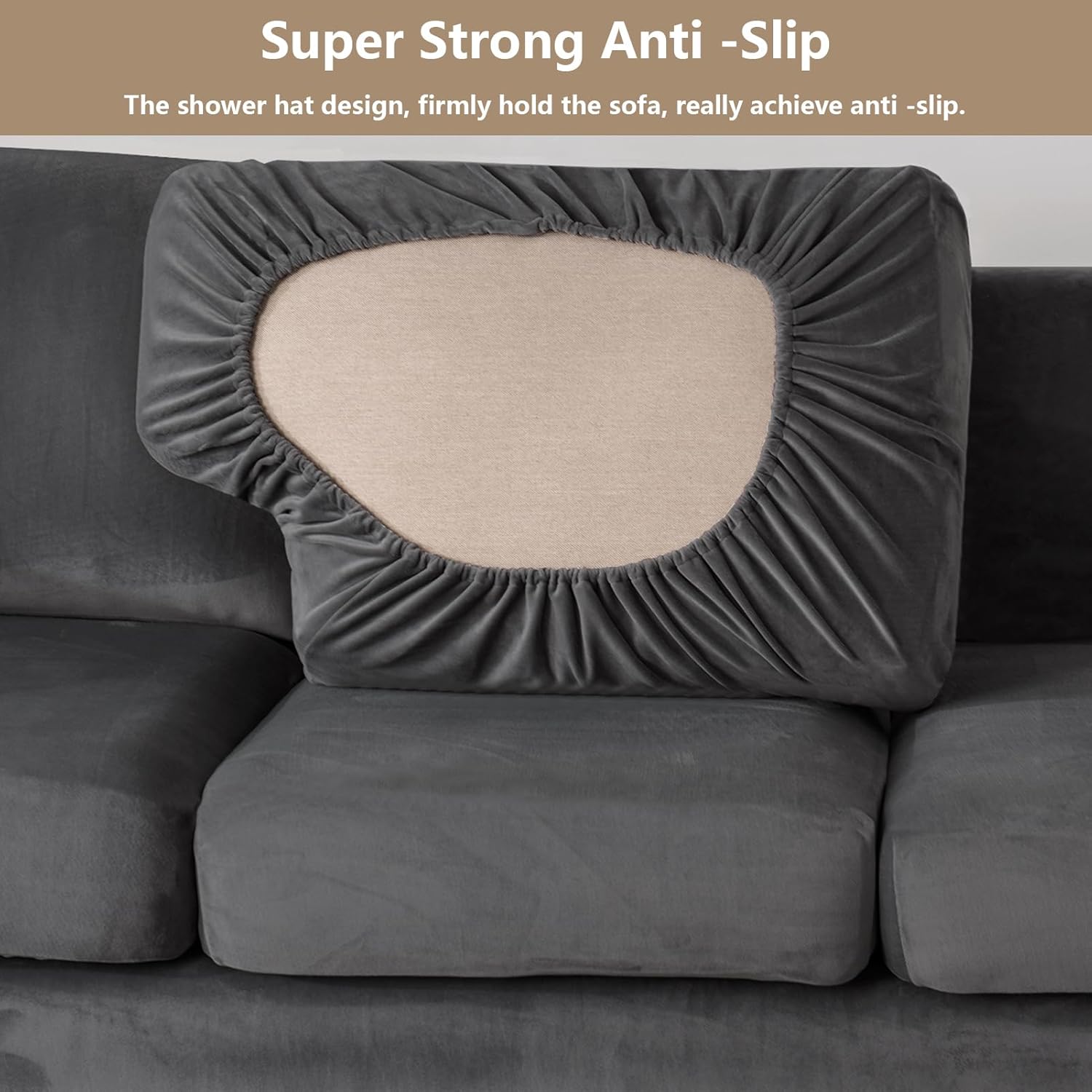 3/5/7 Pieces Sofa Covers,Stretch Velvet Plush Couch Covers for 3 Cushion Couch Soft Non Slip Furniture Protector Sofa Slipcover for Living Room Dogs Cat Buy 1 Get 10 Free (L,Dark Gray)