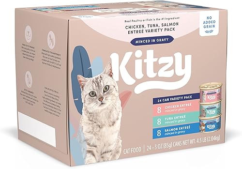 Marca Tienda Kitzy Wet Cat Food paquete variado cortes de aves de corral y mariscos en salsa sin granos 3 onzas paquete de 24