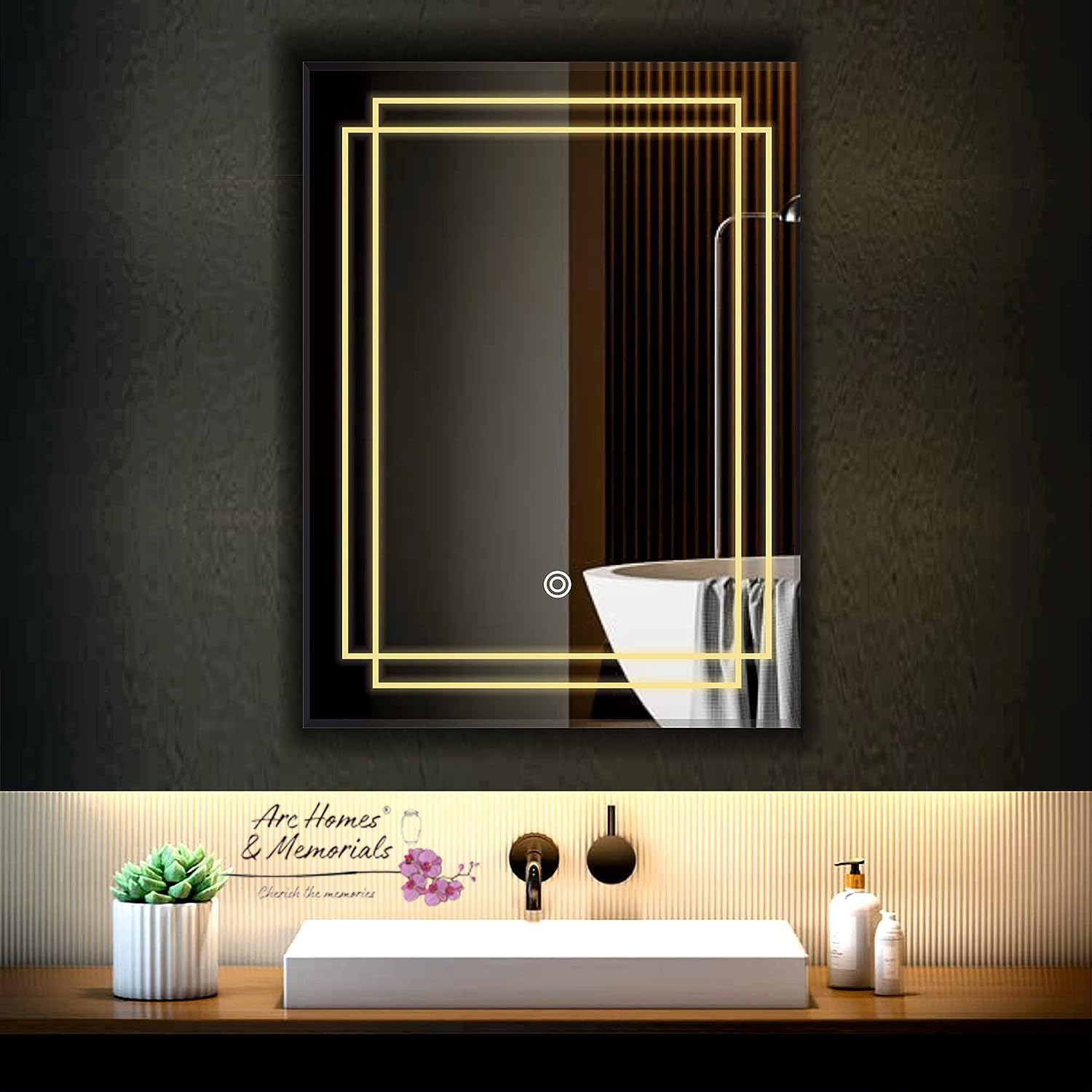 ARC homes Wall Mounted Rectangular Led Wall Mirror 3 Light Mode | Long Mirror for Bedroom Washbasin Lighting Bathroom Mirror with Led Lights (Double Light, (15 x 18 Inch)) (B0DBQXD2WB) Amazon Price History, Amazon Price Tracker