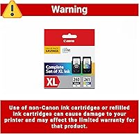 Vista 3 de Canon PG-260 XL / CLI-261 XL Paquete de valor de tinta genuina (2 cartuchos), compatible con TS5320, TR7020