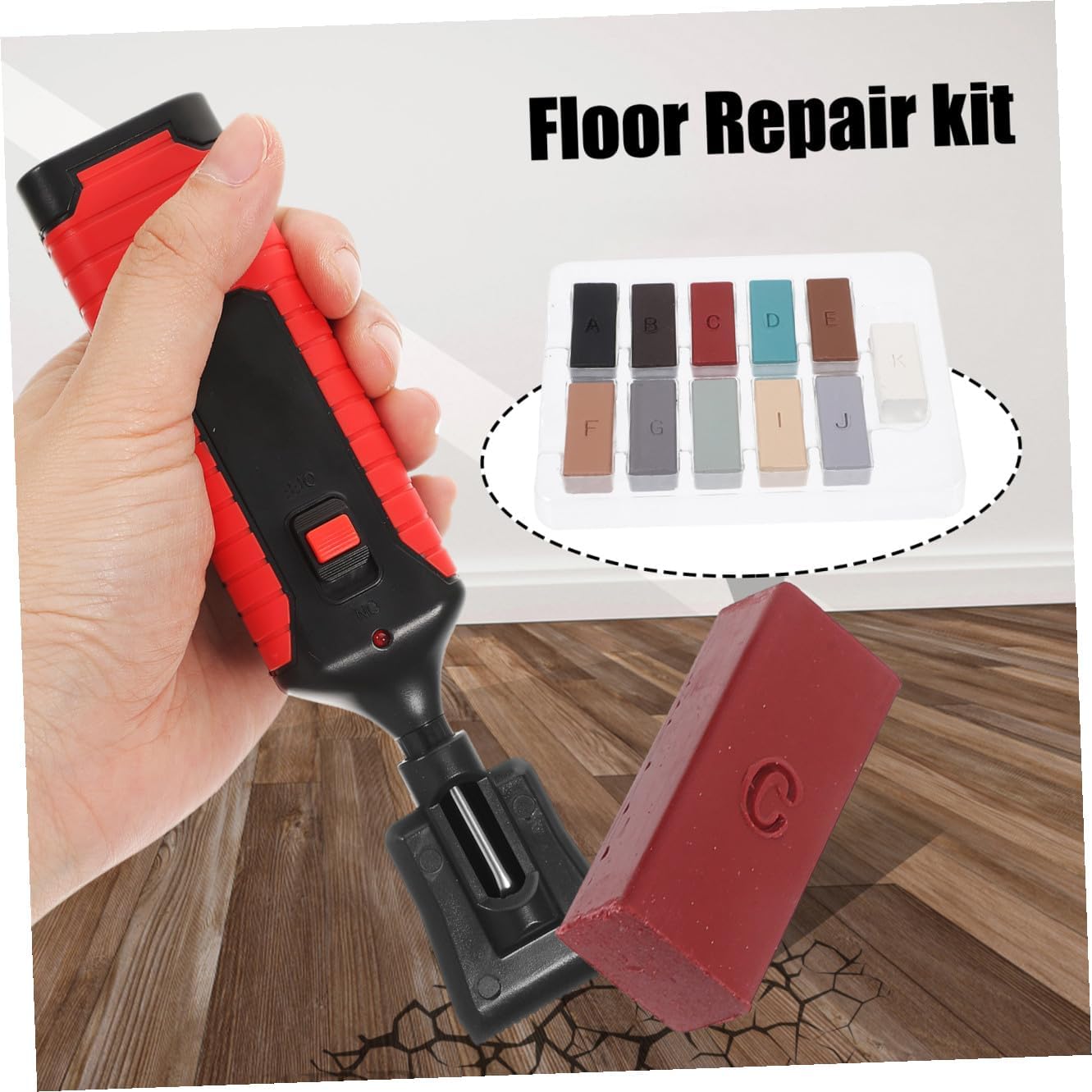 NOLITOY 1Set Floor Repair Kit Cracked Tile Filler with Wax Block Sponge Quick Heat Technology for Porcelain Tile Chip Sink Crack Repair Durable Non Deforming Impact Resistant