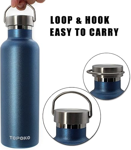Miniatura 4 de TOPOKO Botella de agua de acero inoxidable de 25 onzas con aislamiento al vacío, mantiene la bebida fría hasta 24 horas y caliente hasta 12 horas, a